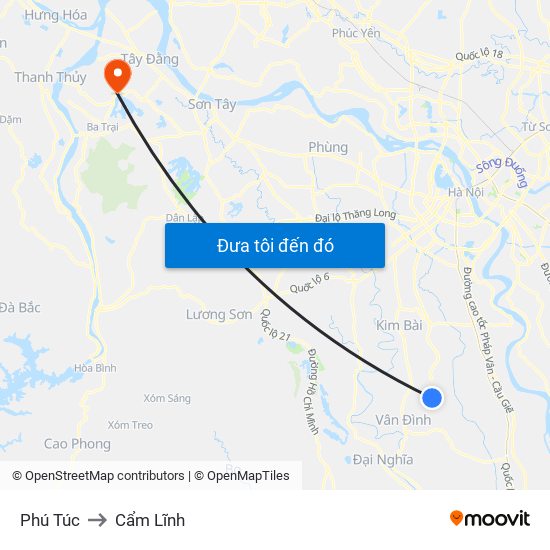 Phú Túc to Cẩm Lĩnh map