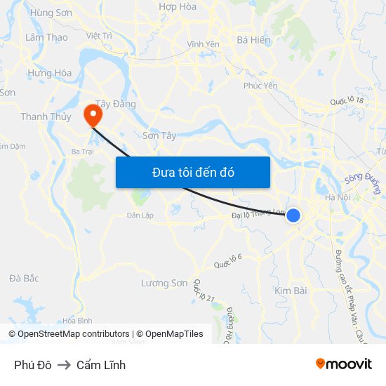 Phú Đô to Cẩm Lĩnh map