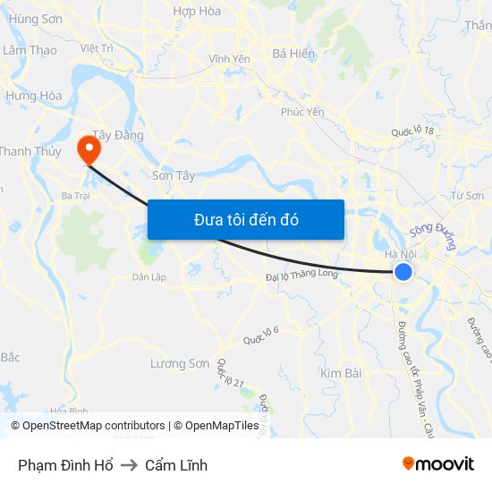 Phạm Đình Hổ to Cẩm Lĩnh map