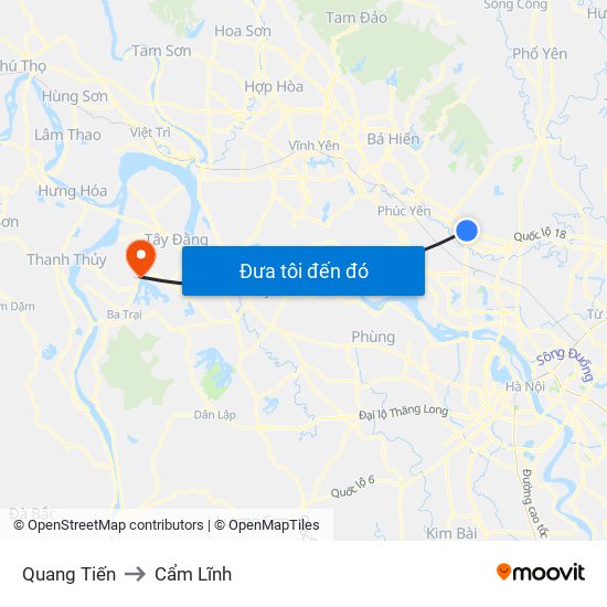 Quang Tiến to Cẩm Lĩnh map