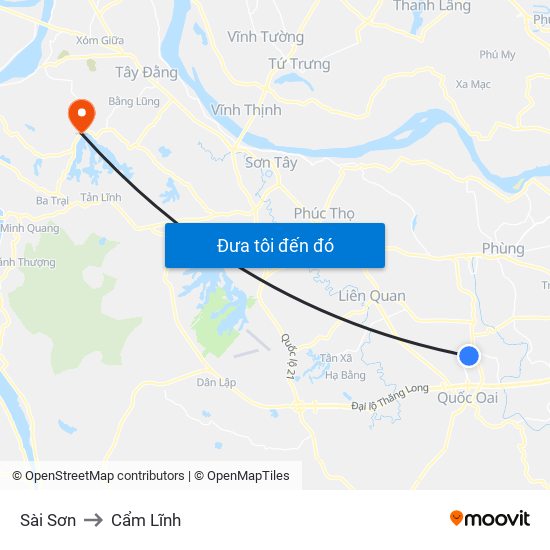 Sài Sơn to Cẩm Lĩnh map