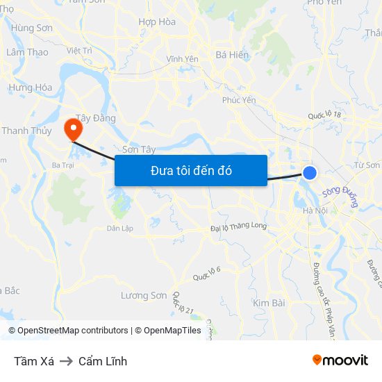 Tầm Xá to Cẩm Lĩnh map