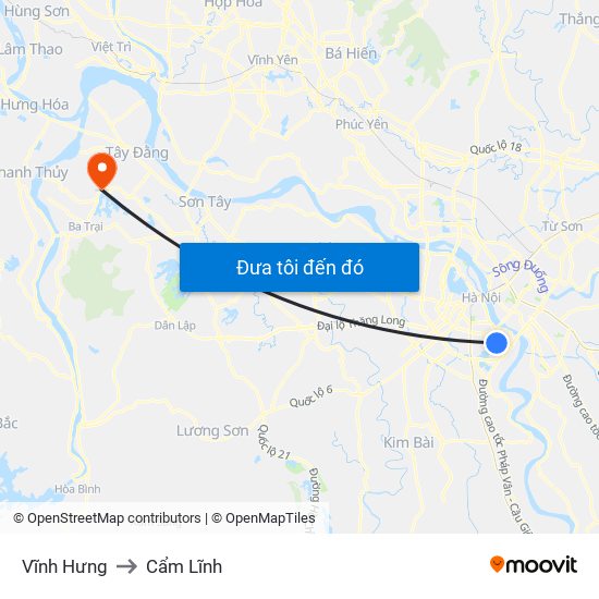 Vĩnh Hưng to Cẩm Lĩnh map