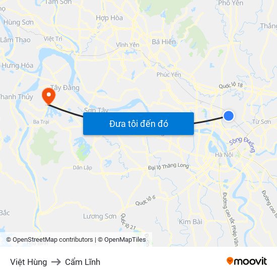 Việt Hùng to Cẩm Lĩnh map