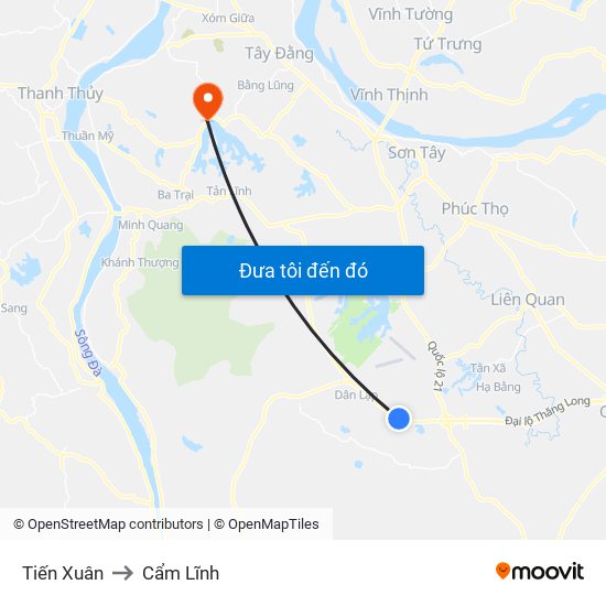 Tiến Xuân to Cẩm Lĩnh map