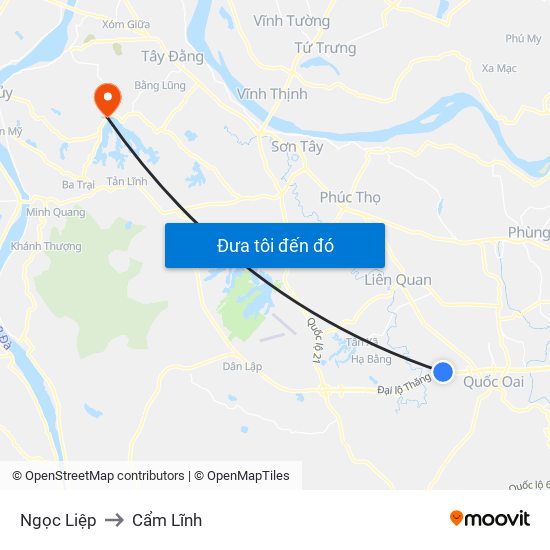 Ngọc Liệp to Cẩm Lĩnh map