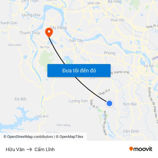 Hữu Văn to Cẩm Lĩnh map