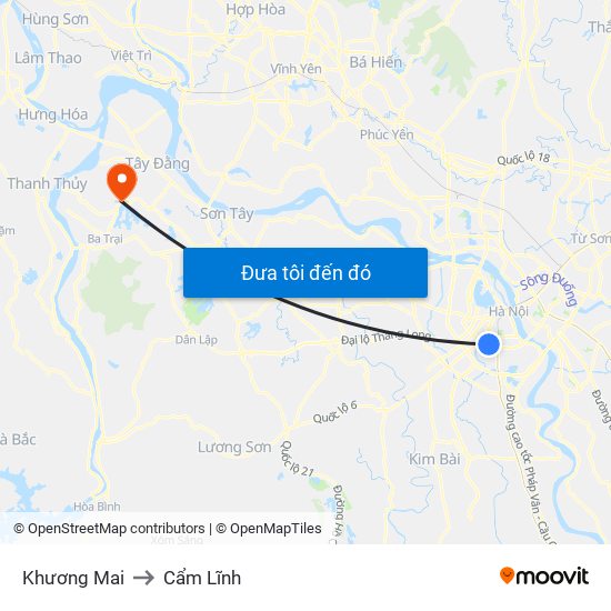 Khương Mai to Cẩm Lĩnh map