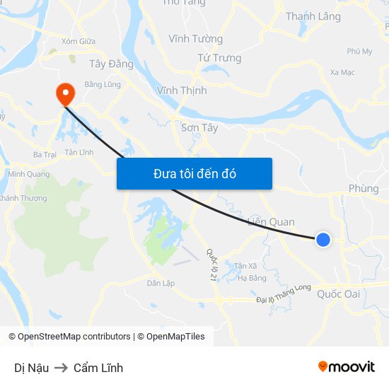 Dị Nậu to Cẩm Lĩnh map