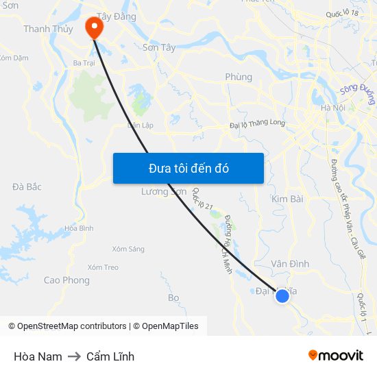 Hòa Nam to Cẩm Lĩnh map