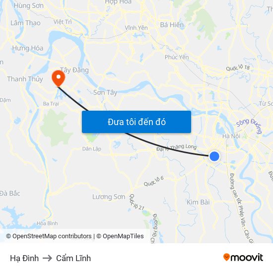 Hạ Đình to Cẩm Lĩnh map