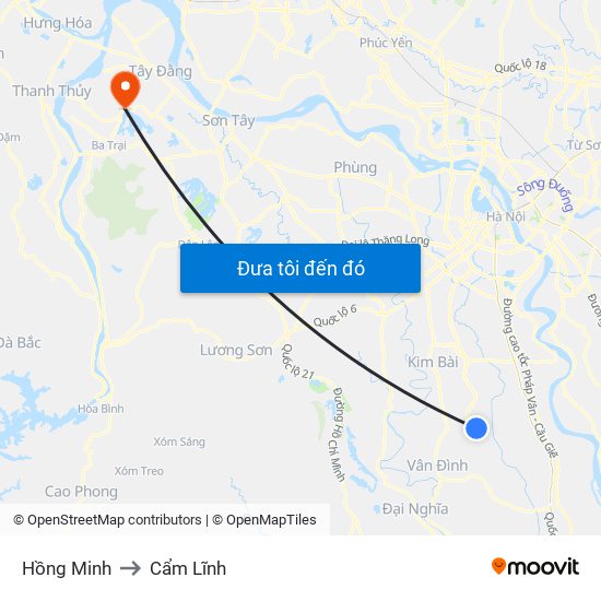 Hồng Minh to Cẩm Lĩnh map