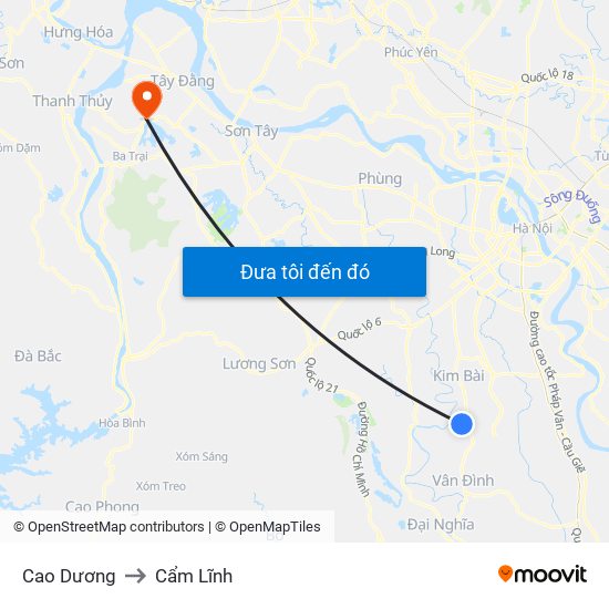 Cao Dương to Cẩm Lĩnh map