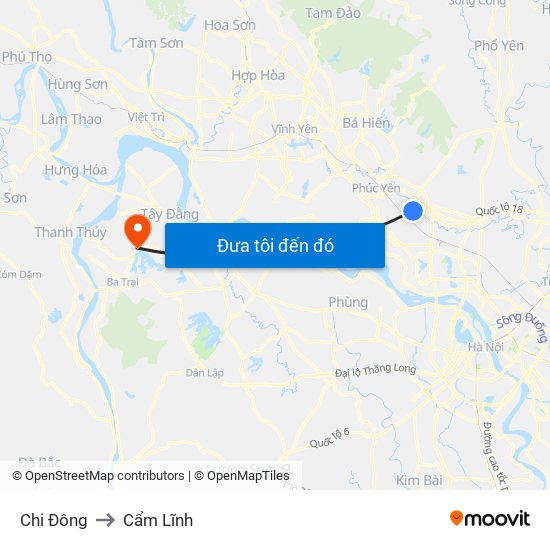 Chi Đông to Cẩm Lĩnh map