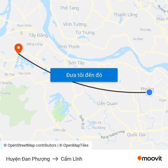 Huyện Đan Phượng to Cẩm Lĩnh map