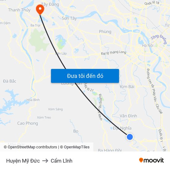 Huyện Mỹ Đức to Cẩm Lĩnh map