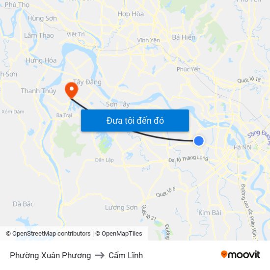 Phường Xuân Phương to Cẩm Lĩnh map