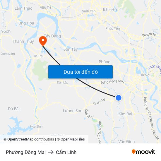 Phường Đồng Mai to Cẩm Lĩnh map
