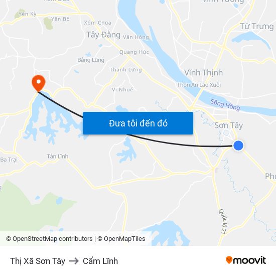 Thị Xã Sơn Tây to Cẩm Lĩnh map