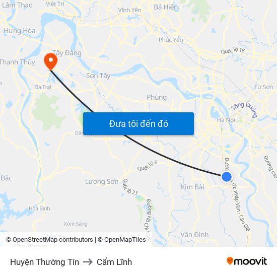 Huyện Thường Tín to Cẩm Lĩnh map