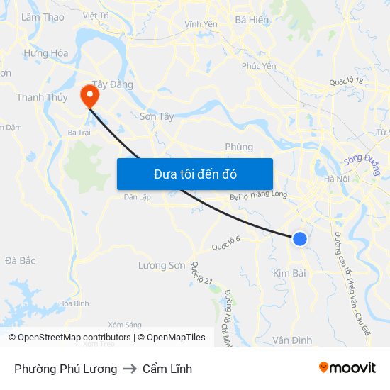 Phường Phú Lương to Cẩm Lĩnh map
