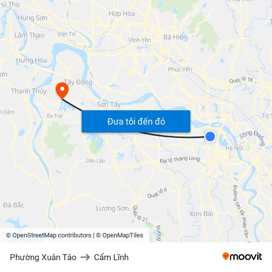 Phường Xuân Tảo to Cẩm Lĩnh map