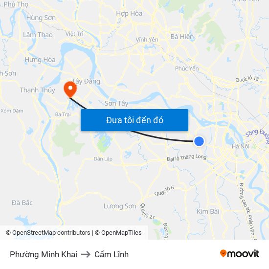 Phường Minh Khai to Cẩm Lĩnh map