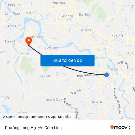 Phường Láng Hạ to Cẩm Lĩnh map