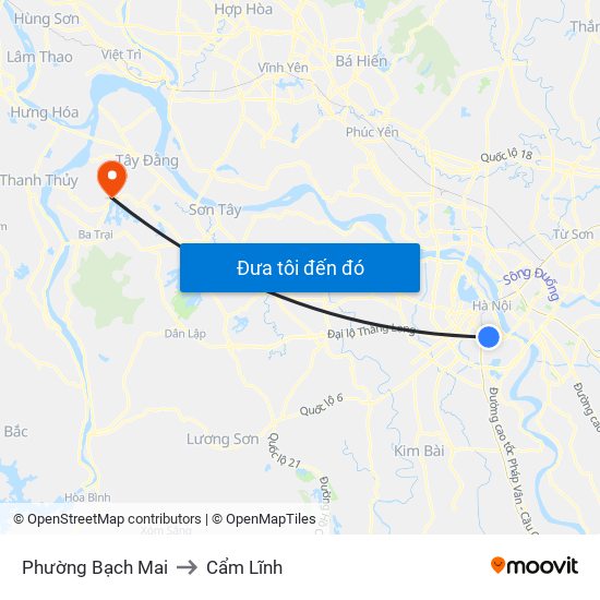Phường Bạch Mai to Cẩm Lĩnh map