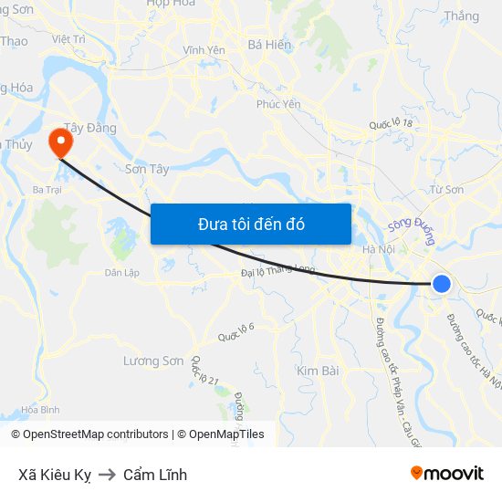 Xã Kiêu Kỵ to Cẩm Lĩnh map