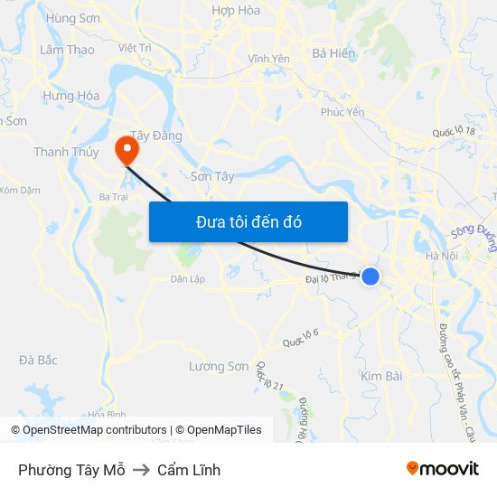 Phường Tây Mỗ to Cẩm Lĩnh map