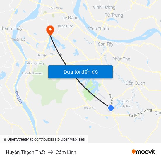 Huyện Thạch Thất to Cẩm Lĩnh map