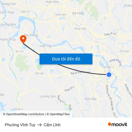 Phường Vĩnh Tuy to Cẩm Lĩnh map