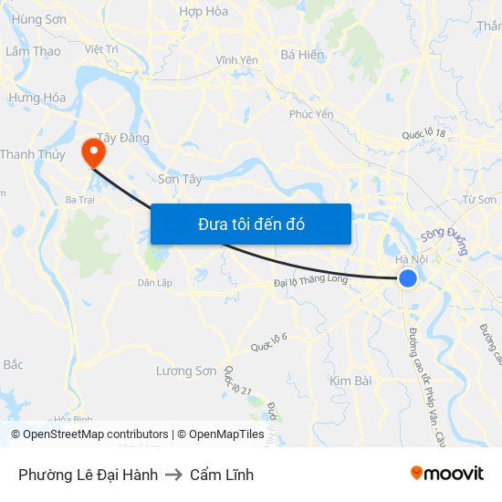 Phường Lê Đại Hành to Cẩm Lĩnh map