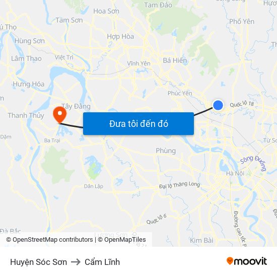 Huyện Sóc Sơn to Cẩm Lĩnh map