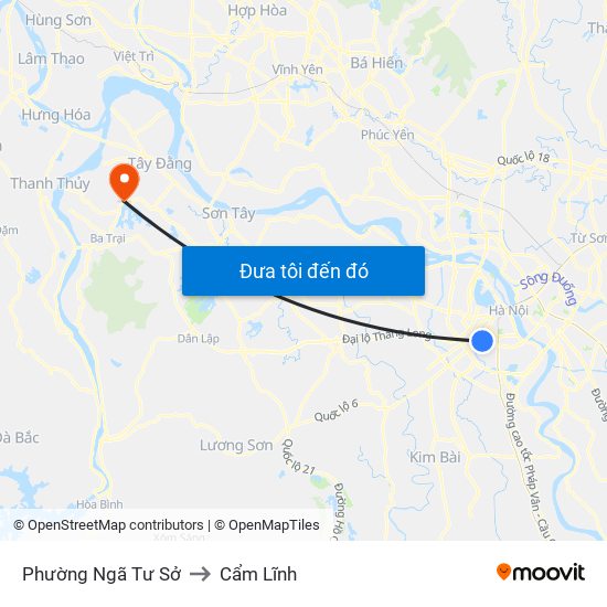 Phường Ngã Tư Sở to Cẩm Lĩnh map