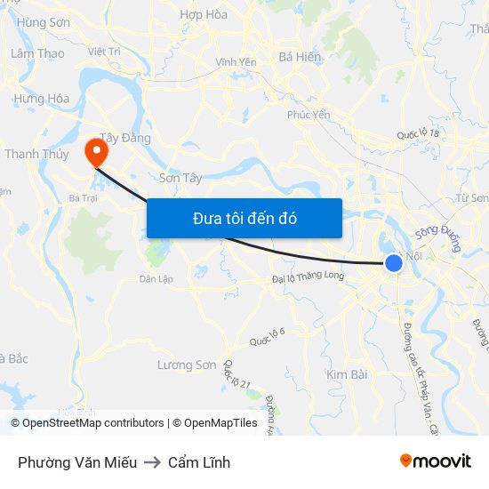 Phường Văn Miếu to Cẩm Lĩnh map