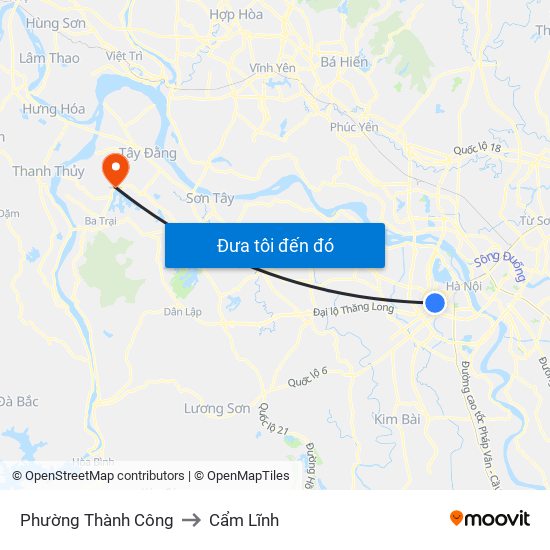 Phường Thành Công to Cẩm Lĩnh map