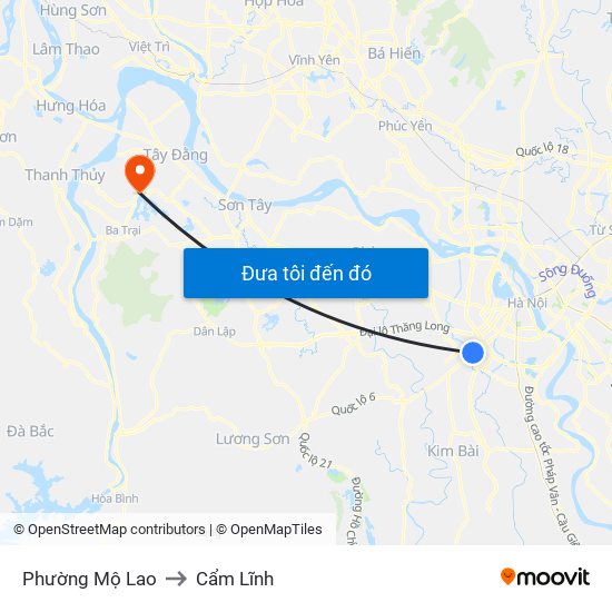 Phường Mộ Lao to Cẩm Lĩnh map