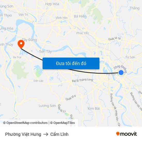 Phường Việt Hưng to Cẩm Lĩnh map