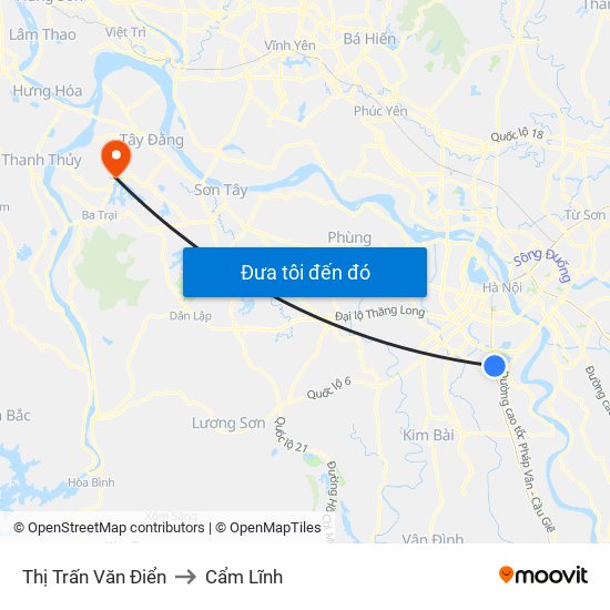 Thị Trấn Văn Điển to Cẩm Lĩnh map