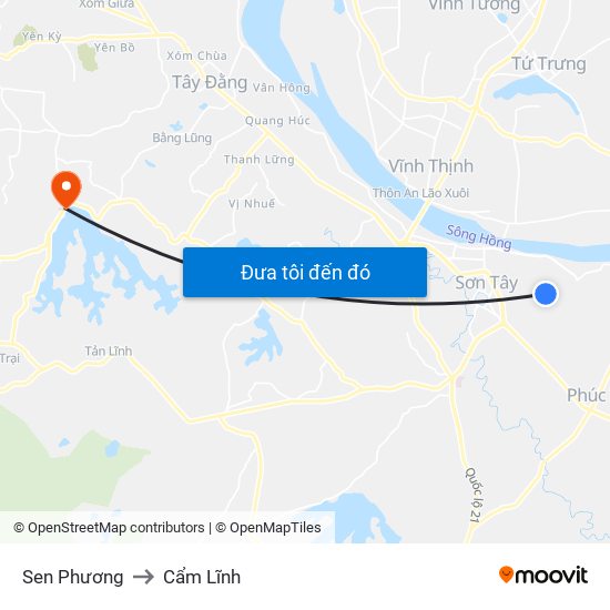 Sen Phương to Cẩm Lĩnh map