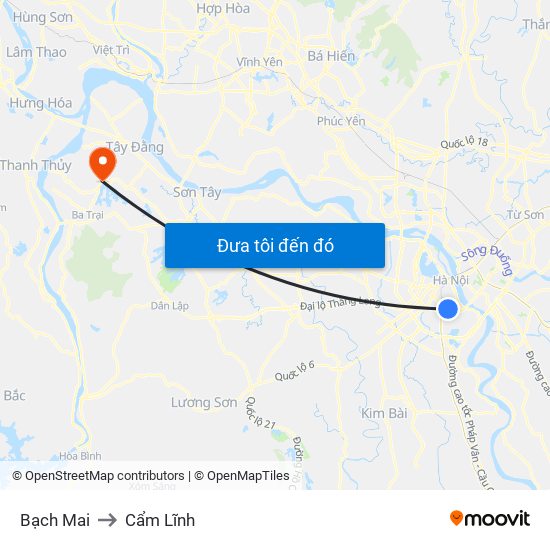 Bạch Mai to Cẩm Lĩnh map