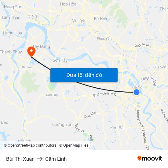 Bùi Thị Xuân to Cẩm Lĩnh map