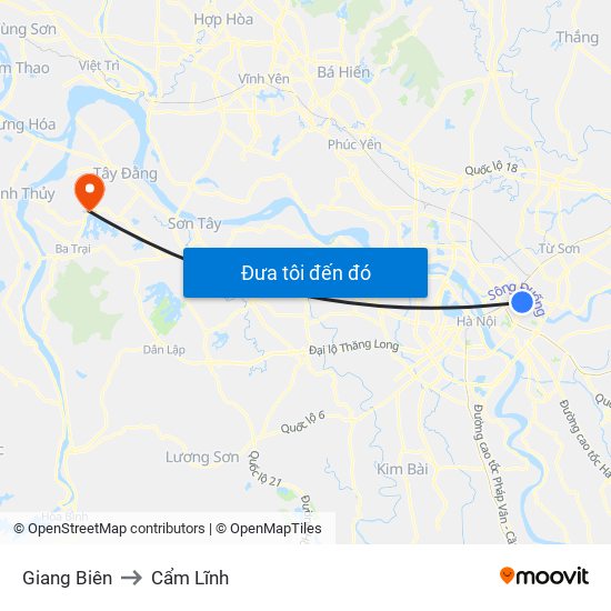 Giang Biên to Cẩm Lĩnh map