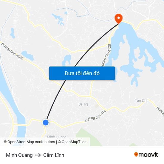 Minh Quang to Cẩm Lĩnh map