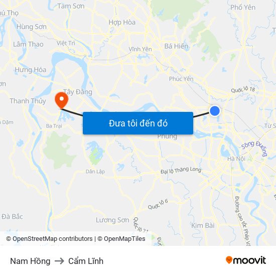 Nam Hồng to Cẩm Lĩnh map