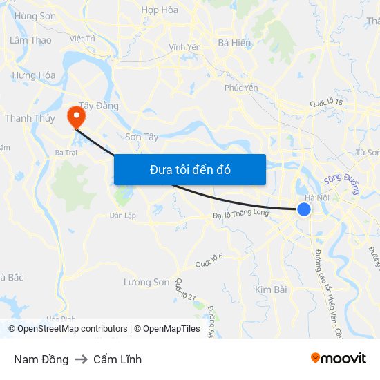 Nam Đồng to Cẩm Lĩnh map