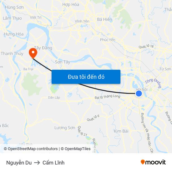 Nguyễn Du to Cẩm Lĩnh map