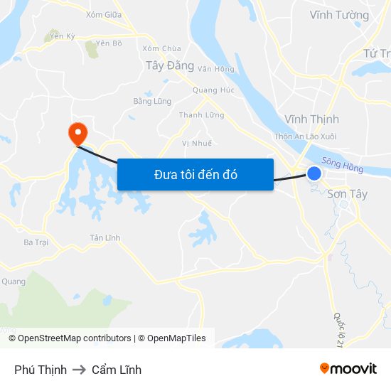 Phú Thịnh to Cẩm Lĩnh map